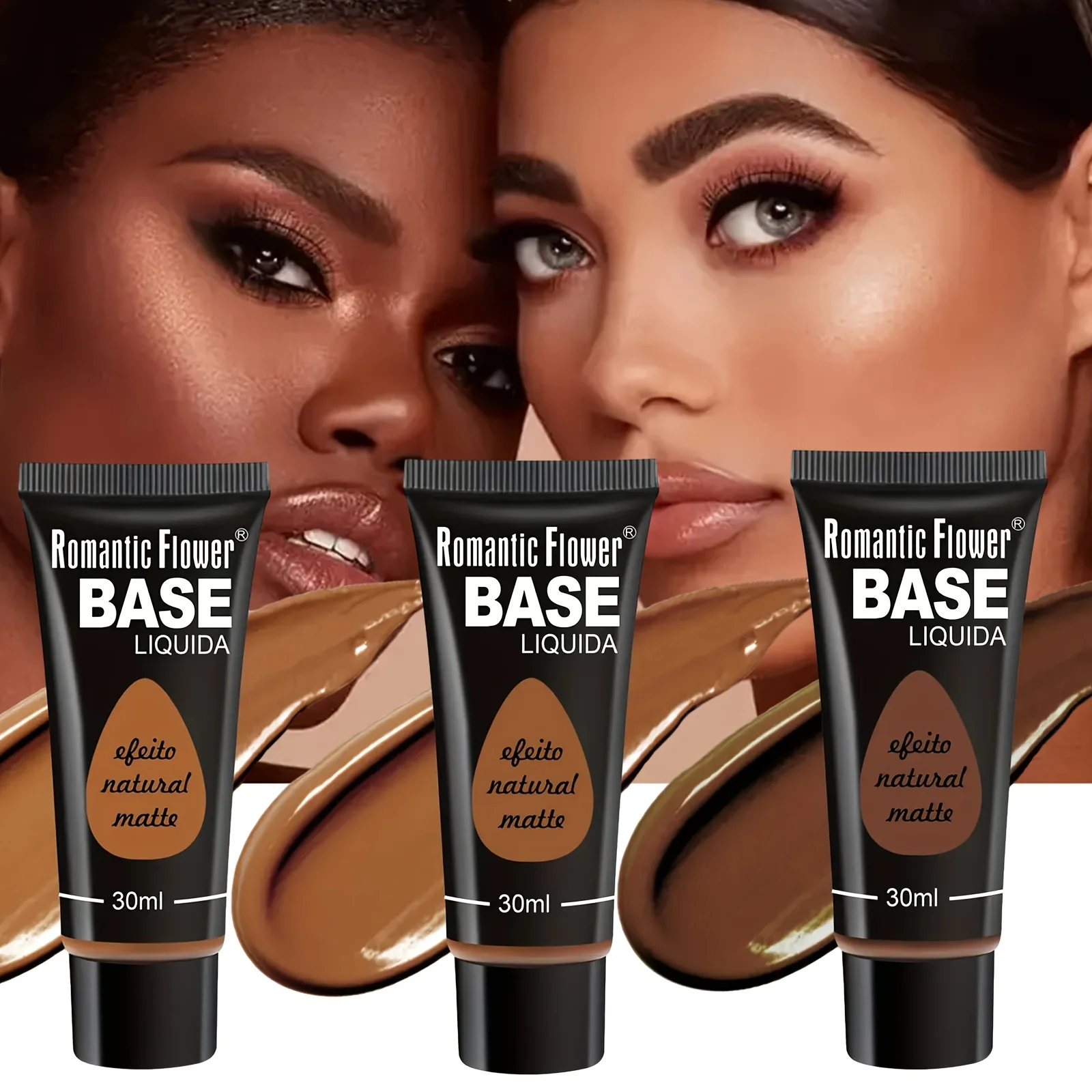 3-color liquid foundation, long-lasting complexion, suitable for normal and dry skin, long-lasting full coverage, matte finish, 2