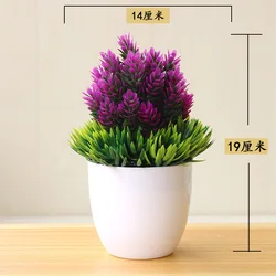 Artificial Bonsai Tree with Potted Flowers for Home and Garden Decor (Songzhen purple red)