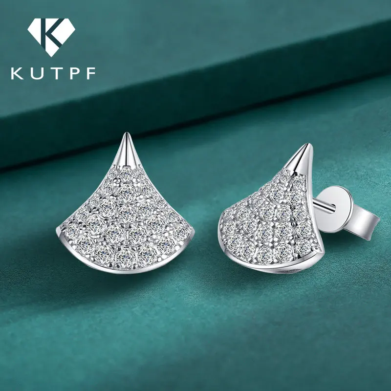

Skirt Fan-Shaped Moissanite Stud Earrings 0.76CT D VVS1 Lab Diamond S925 Sterling Silver Earring Fine Jewelry For Women Gift