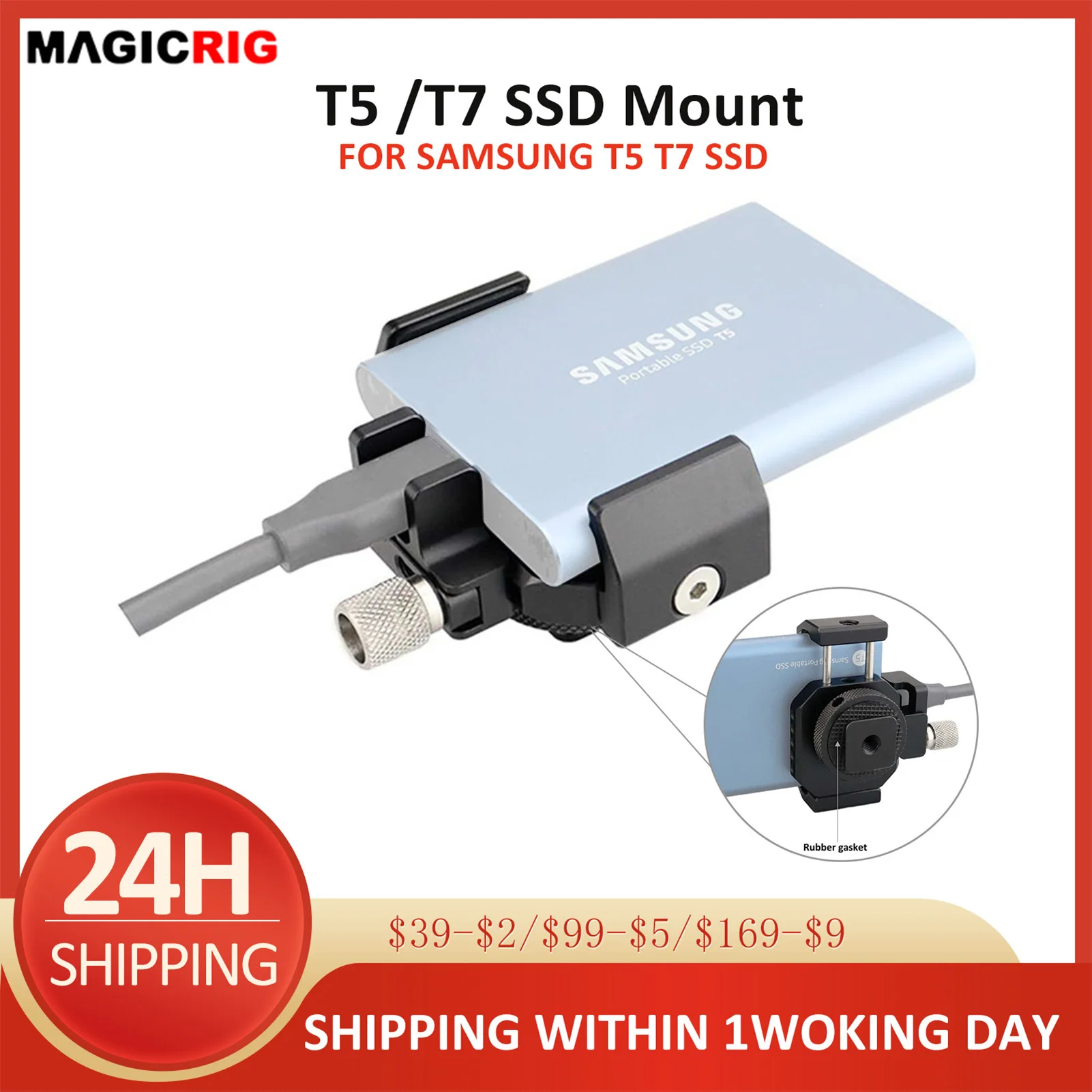 MAGICRIG SSD Mount Holder for External SSD with Cold Shoe , for Samsung T5 / T7 / T9 SSD, for BMPCC 4K / 6K / 6K Pro Camera Cage - AliExpress