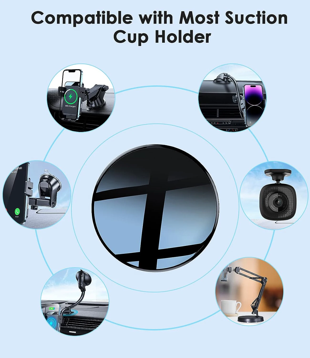 유니버설 차량용 흡착식 대시보드 마운트 패드 베이스 (네비게이션 GPS 브래킷, 차량용 휴대폰 거치대)