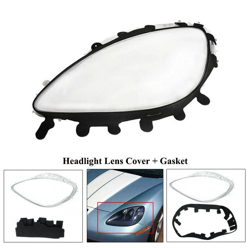 

Car Headlight Lenses Replacement Covers + Gaskets Clear For Chevrolet Corvette C6 2005-2013