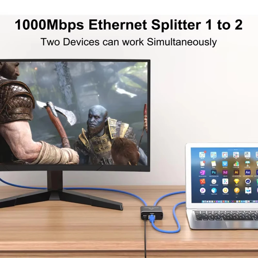 1 2 1000M Rj45 분배기 기가비트 이더넷 어댑터 인터넷 네트워크 케이블 확장기 Rj45 커넥터 PC TV 박스 라우터 공유기