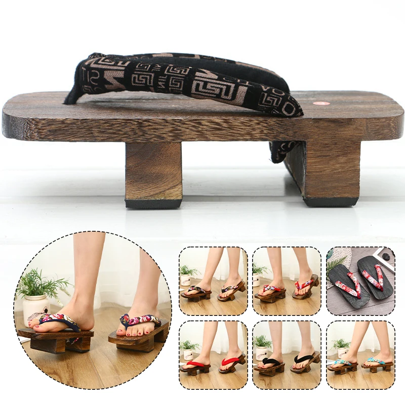Sabots Japonais En Bois Pour Femme - Sandales Traditionnelles Antidérapantes, Style Kimono - Taille 38, Rouge