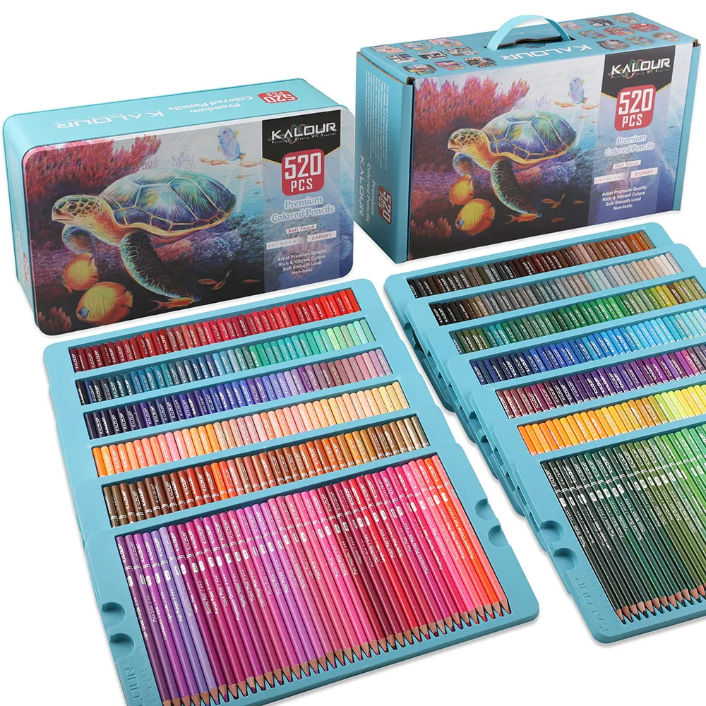 KALOUR 520 Colors Colored Pencils Set Artists Soft Core Vibrant Color –  AOOKMIYA