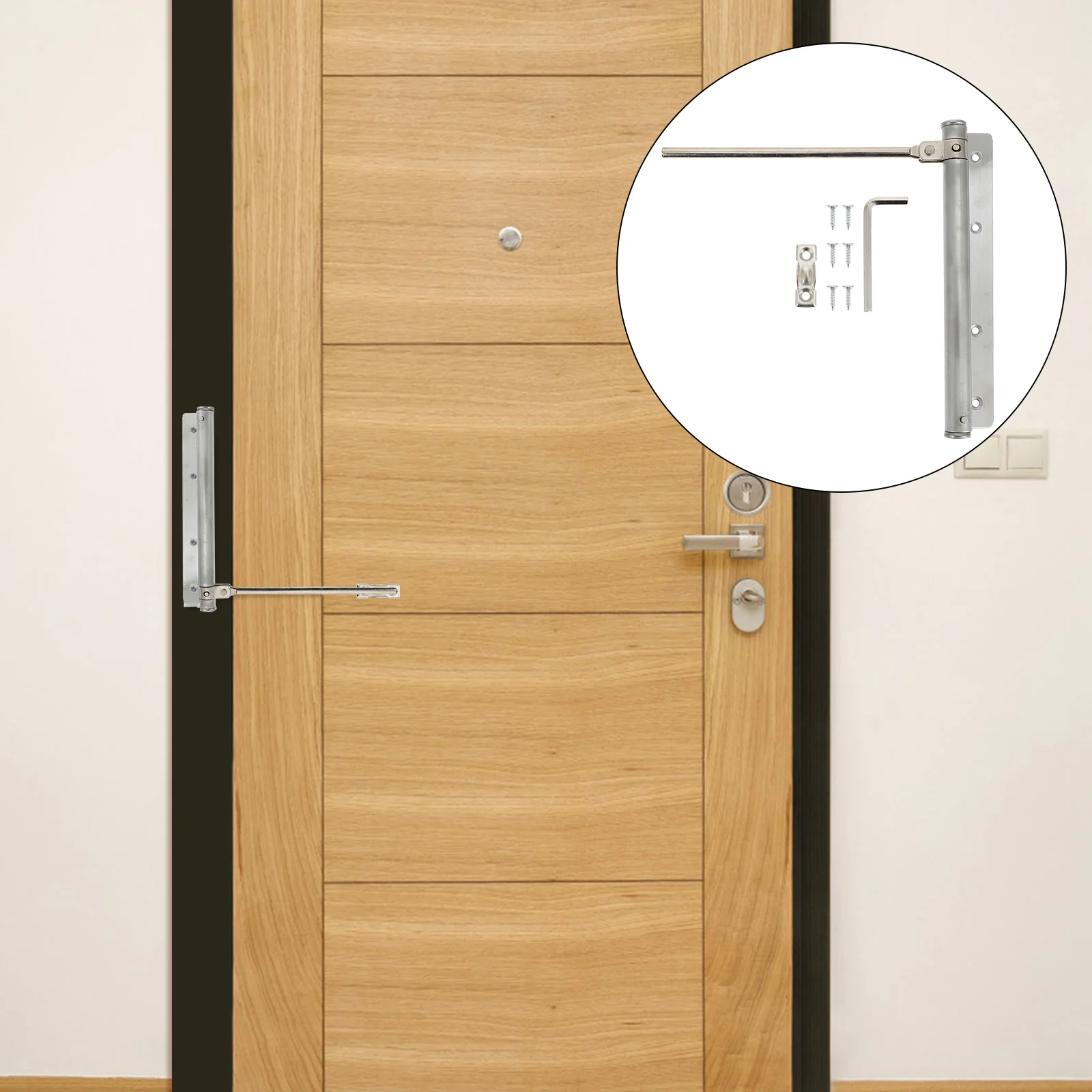 Spring Adjustable Stainless Steel Door Closer Reliable Closing Controller Automatic Safety Stopper Hotel Gate Door
