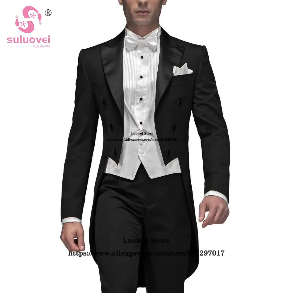 

Fashion Wedding Tuxedo Suits For Men Slim Fit 3 Piece Pants Set Formal Groom Prom Peaked Lapel Blazer Costume Homme Pour Mariage