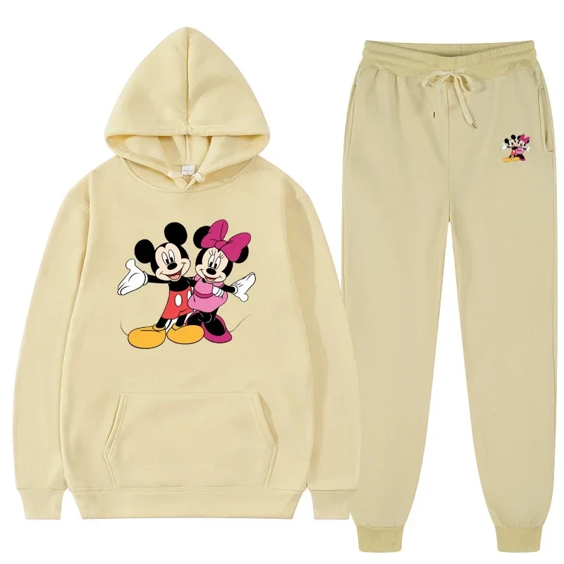 Customizable Pattern Hoodie Suits for Men and Women Disney Mickey Mouse Sweatshirts Autumn and Winter Warm Tops and Pants 6