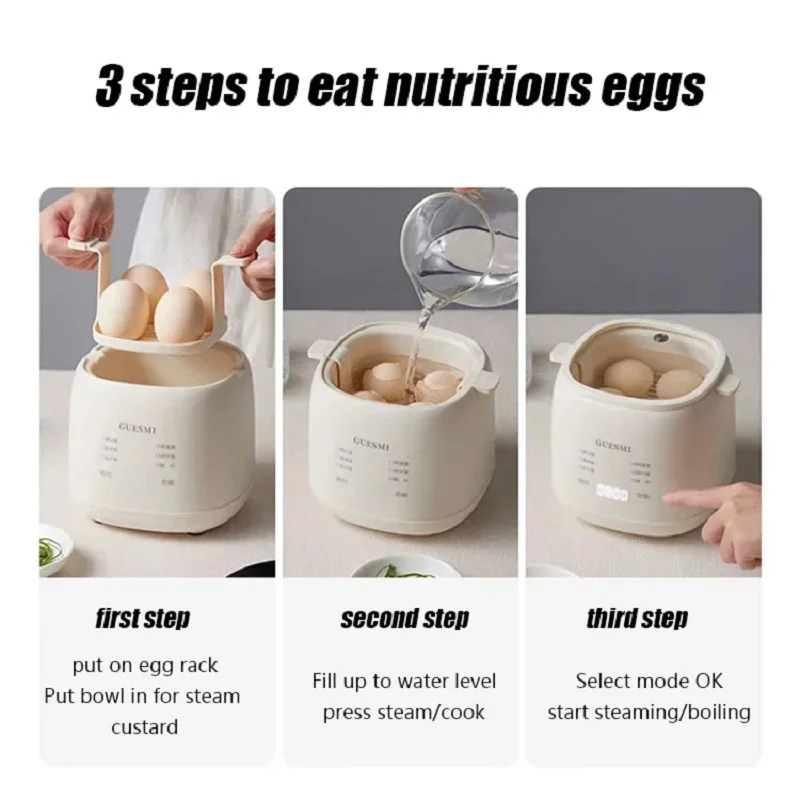 Rapid Egg Cooker - Mini Egg Cooker for Steamed, Hard Boiled, Soft Boiled  Eggs and Onsen Tamago - Electric Egg Boiler for Home Kitchen, Dorm Use -  Smart Egg Maker with Auto