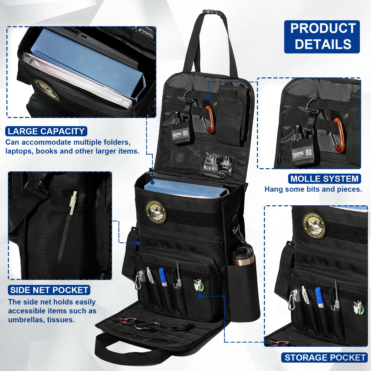 A Multifunctional Commuter Bag That Can Be Used As a Storage Pouch for Car Seats, Compatible with Various Models.