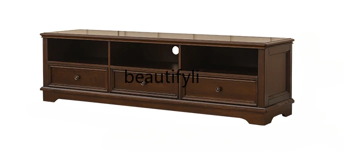 

American Country Solid Wood Black Walnut Color Living Room TV Cabinet Home Furniture TV Cabinet