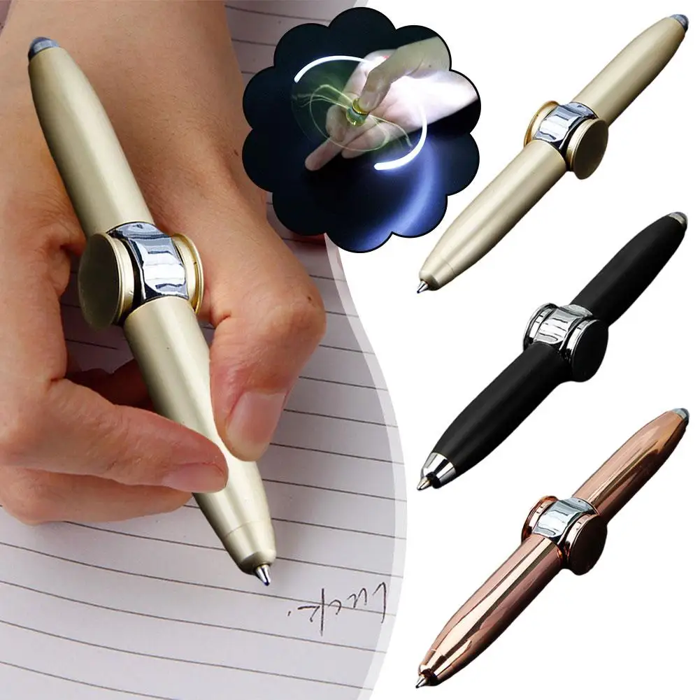 

Fidget Spinner Pen with LED Light Decompression Luminous Pen Fidgets Spinner Pen Gyro LED Pens Gyro Metal Toy Ballpoint Lig X2Q7