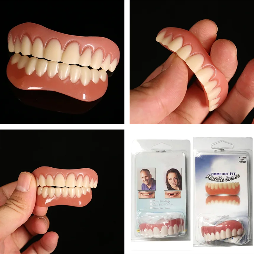 

False Teeth Silicone Upper Lower Veneers Perfect Laugh Veneers Dentures Paste Fake Teeth Braces Eco-friendly Temporary Teeth