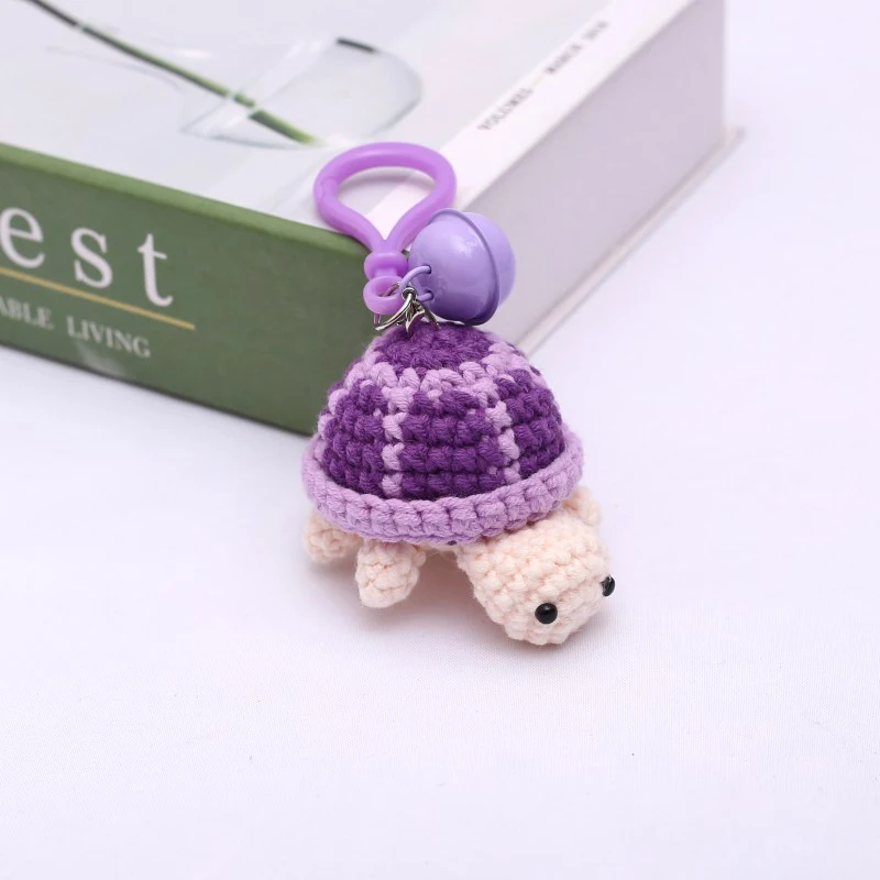 Cute Handmade Crochet Turtle Doll Pendant Small Sea Turtle Knitted Keychain Colorful Car Backpack Hanging DIY Keychain