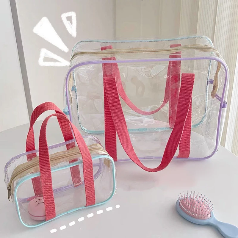 

Cream Color Large-capacity Pvc Swimming Transparent Water Beach Bag Shoulder Bag Storage Bag Wash Bag Purse