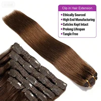 Extensions de cheveux à clipser, cheveux humains, mèches colorées # Extensions de cheveux humains brésiliens lisses à clipser 4/27, 16-26 pouces, couleur naturelle 5