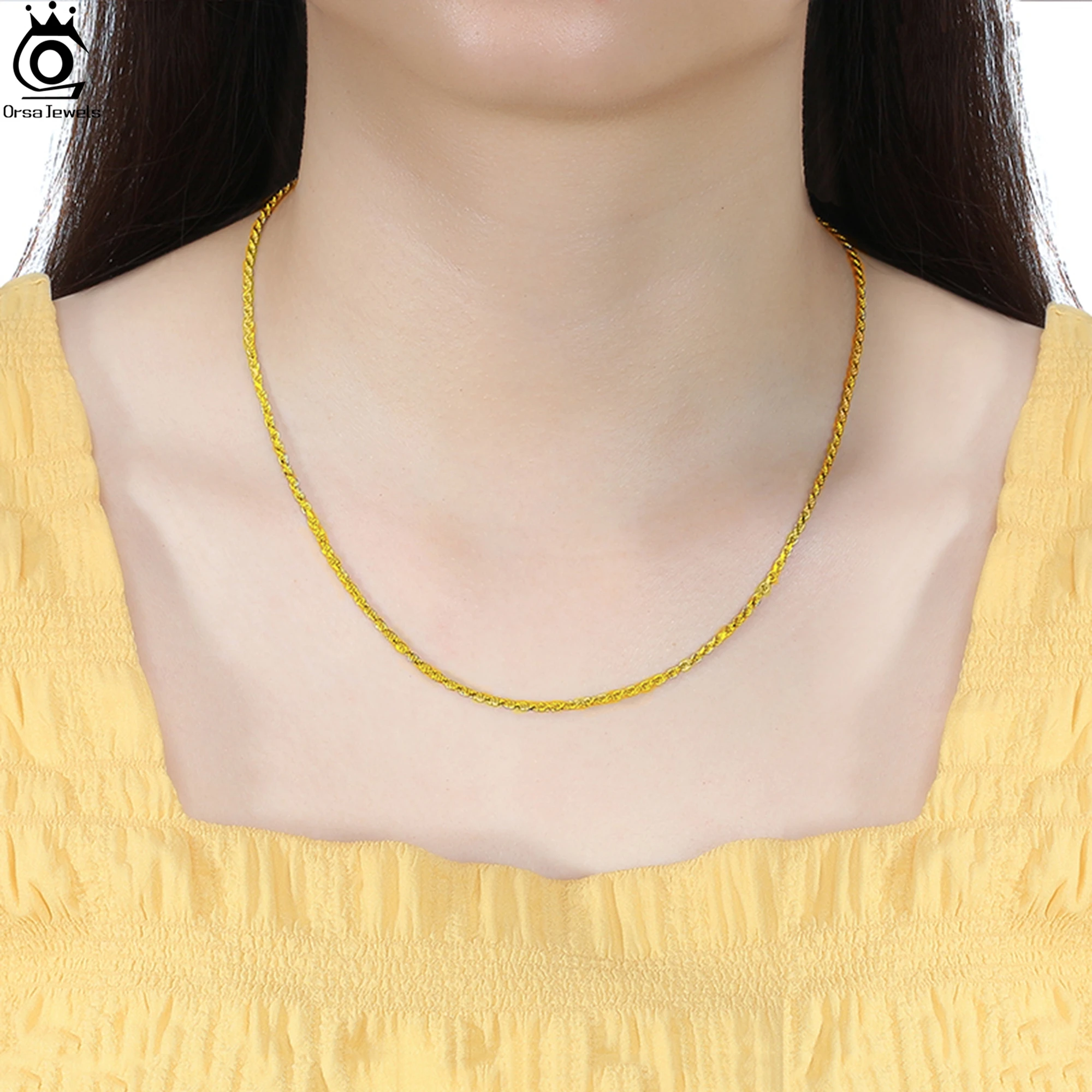 ORSA JEWELS 925 Sterling Silver 14K Gold Cut Braided