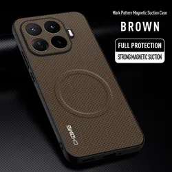 Luxury Magnetic Shockproof Protective Back Phone Case Cover for Xiaomi 17T Pro (Brown)