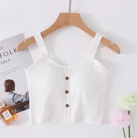 Fabricant en gros 2026 nouveau printemps et été coton ceinture soutien-gorge fronde gilet femmes bouton large épaule ceinture femmes nombril gilet 4