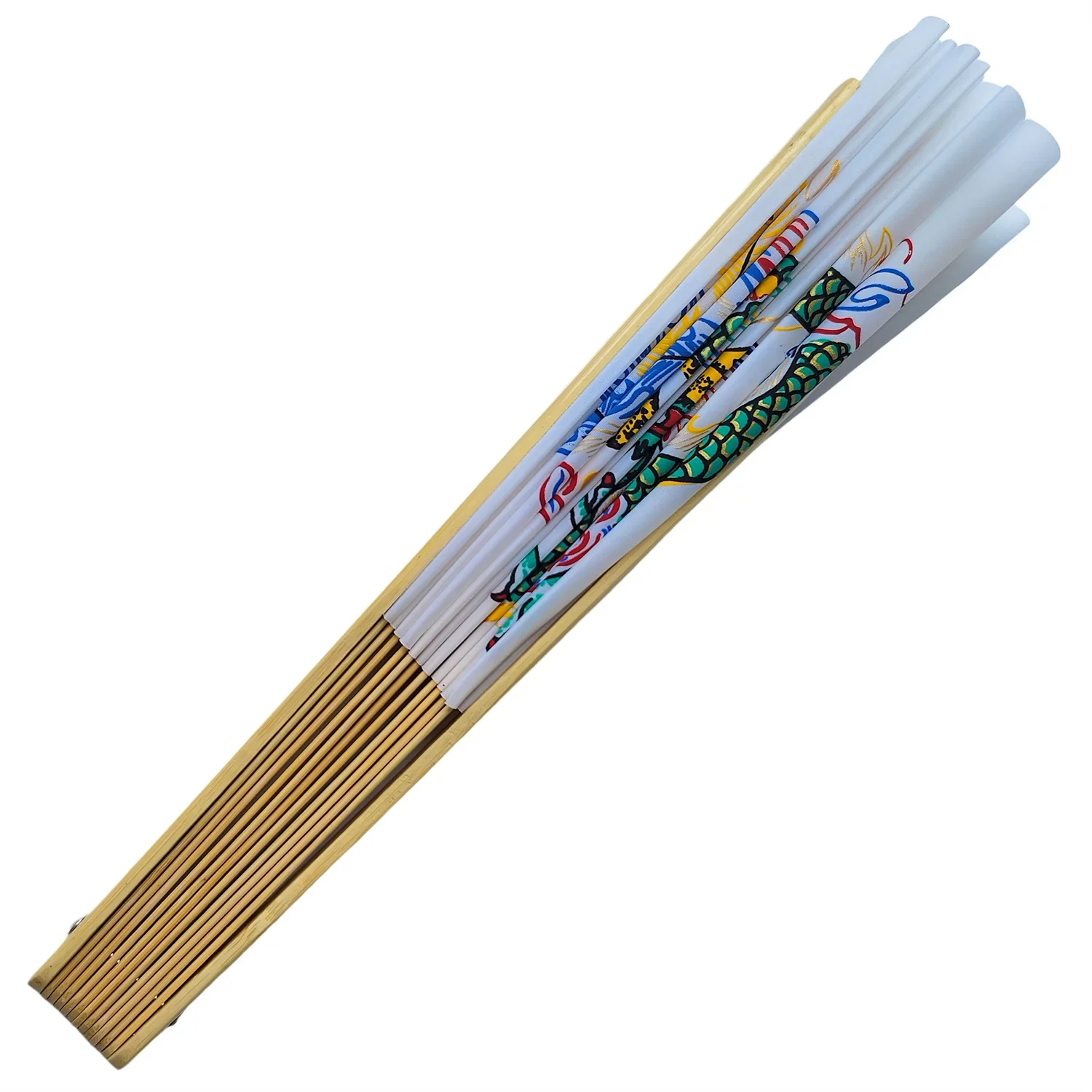Martial Art Tai Chi Fan Bamboo Frame Silk Cover 13.4in/34cm Stainless Rivets Crisp Sound Kung Fu Wushu Cosplay Smooth Action