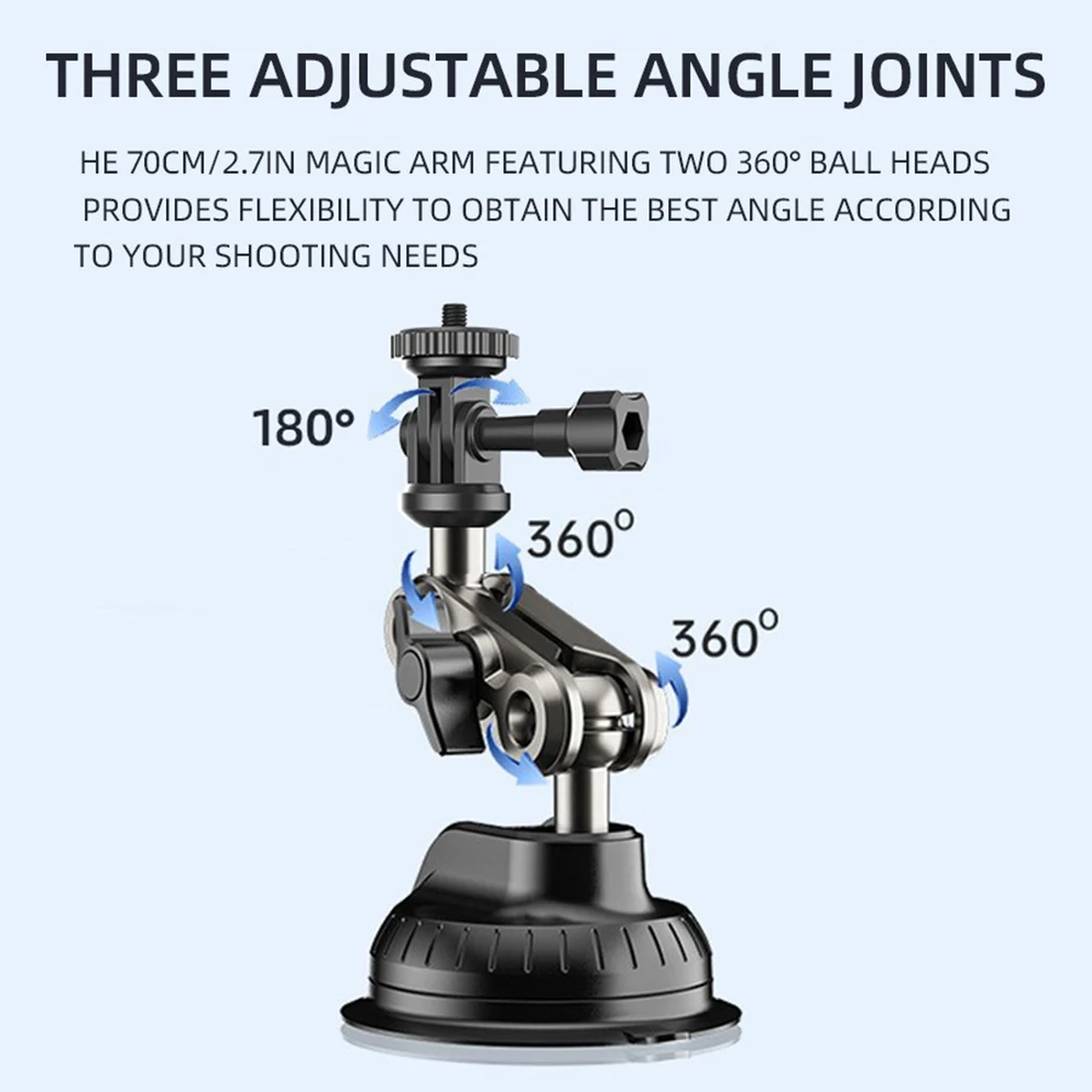 Support caméra action ventouse voiture 1/4 pouce - Compatible DJI/Insta360