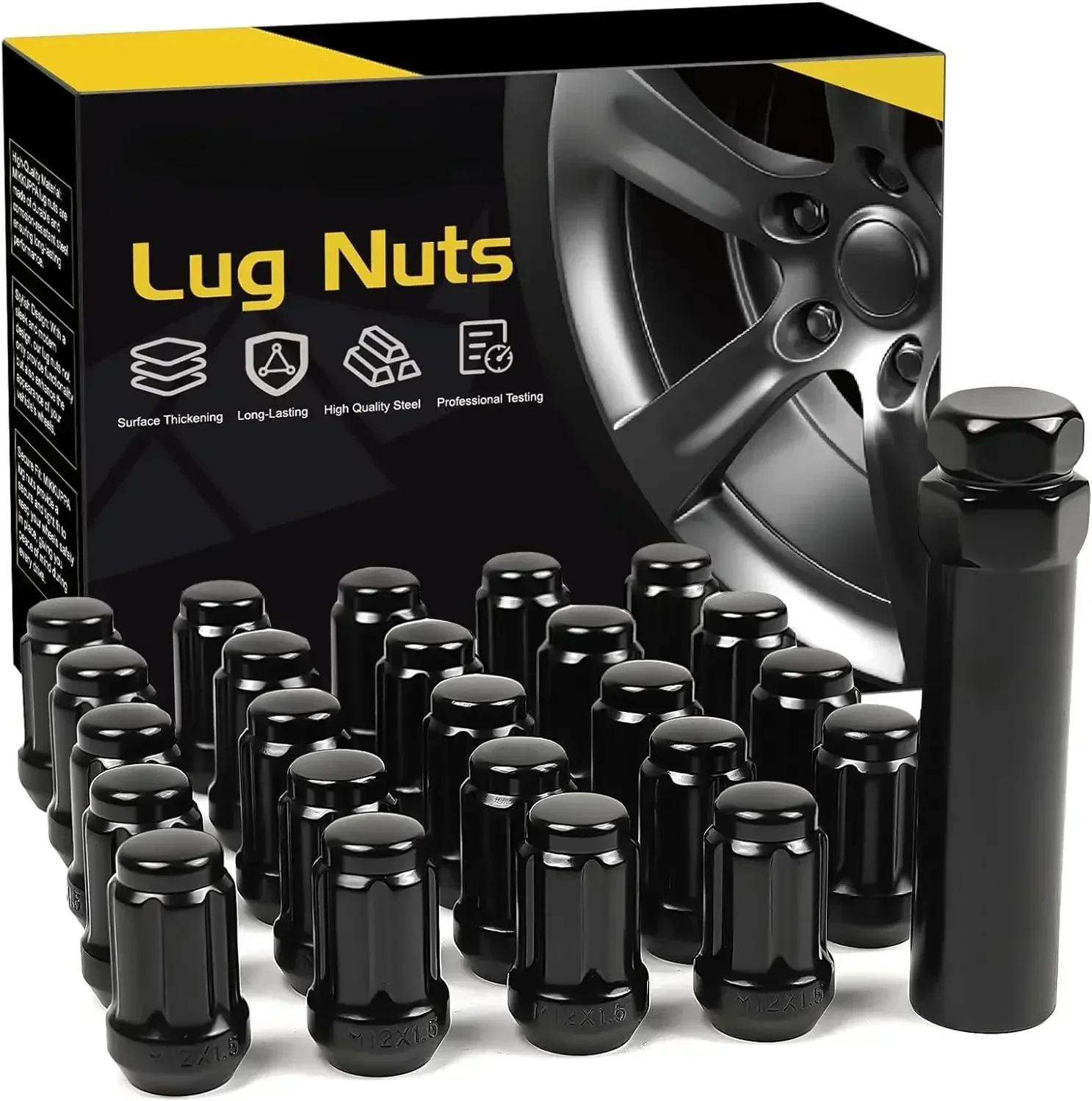 24pcs M12x1.5 Lug Nuts-Replacement for 1984-2013 Toyota 4Runner, 1995-2013 Tacoma, 2000-2006 Tundra Aftermarket Wheel
