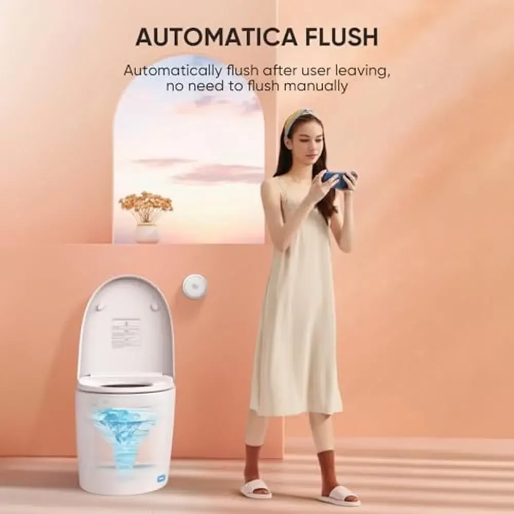 Tankless Smart Toilet with Auto Flush Heated Seat Remote Control Soft Close Nightlight 6