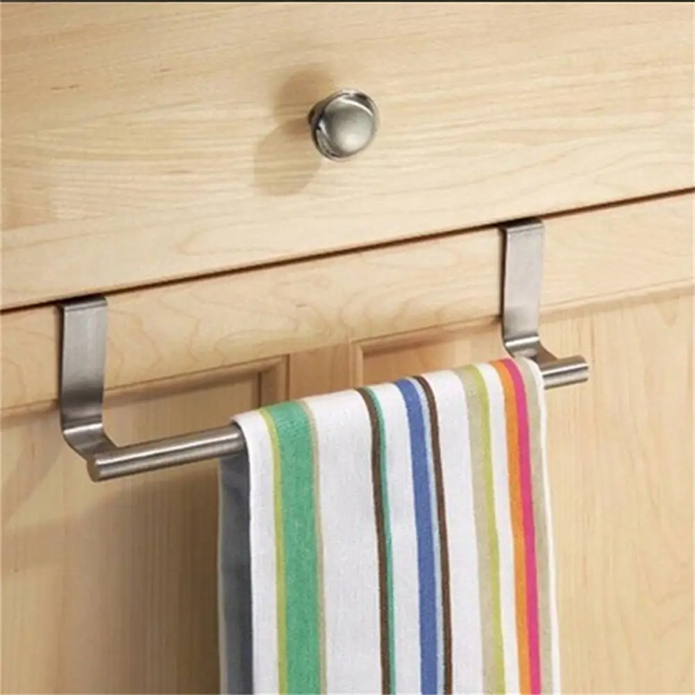 Cabinet Surface Towel Rack Space-saving Stainless Steel Towel Rack Versatile Holder for Kitchen Bathroom Storage Punch-free