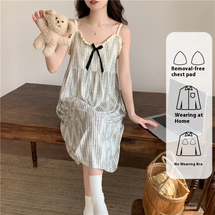 ثوب نوم مشروط جديد لعام 2025 قميص نوم نسائي صيفي ر...