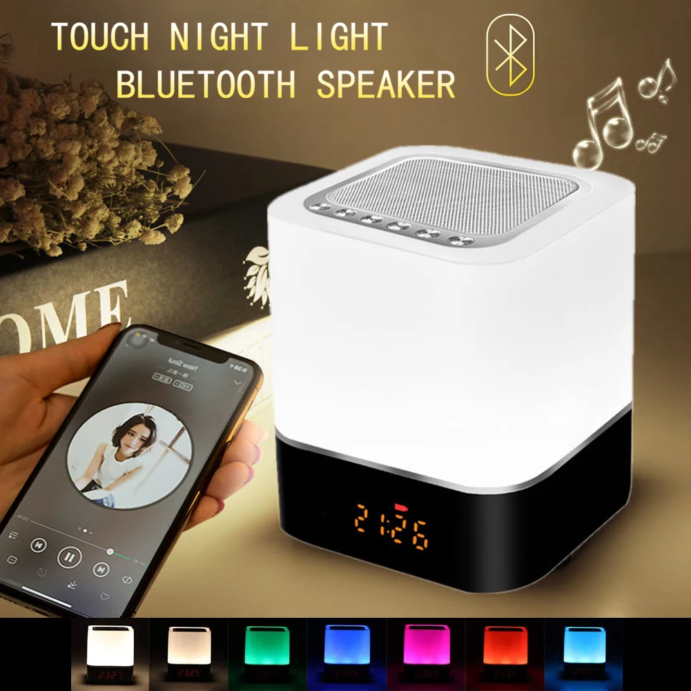 

Bluetooth Speaker Lamp, LED Touch Night Light, Portable Wireless Speaker Bedside Lamp, 5 in 1 Color Changing Mood Table Lamp