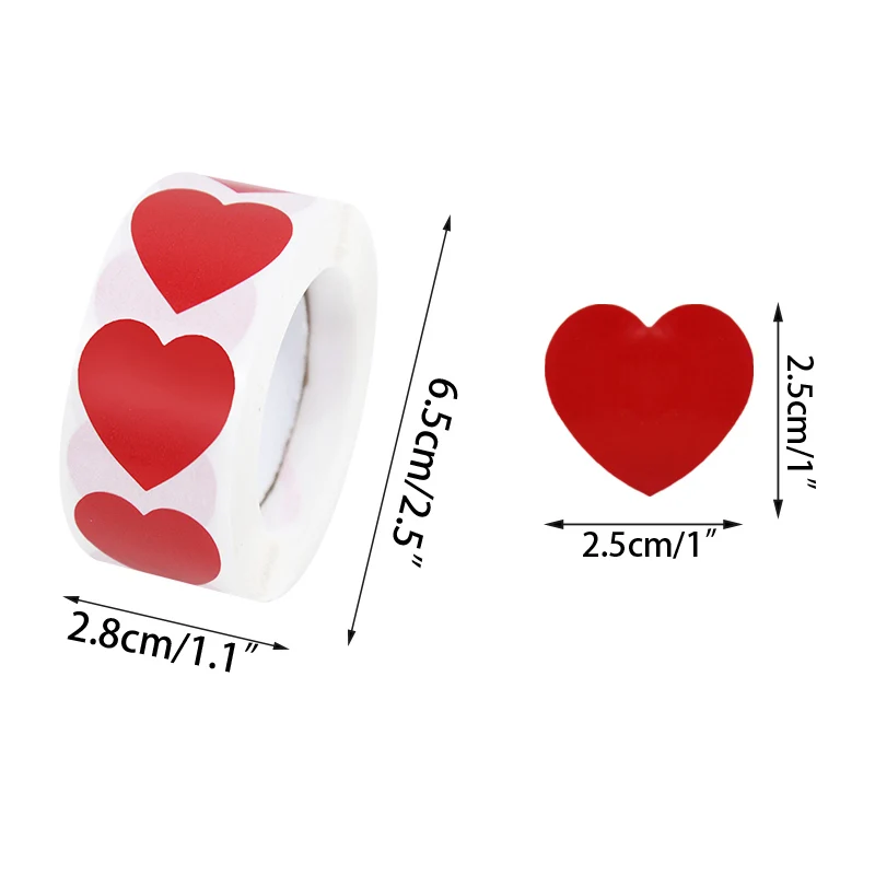 Transparent Pink Heart Stickers Valentine's Day Crafting Scrapbooking 0.75  Inch 500 Adhesive Stickers