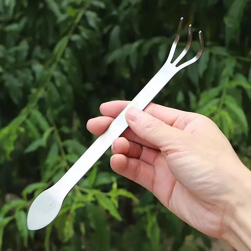 1Pc Stainless Steel Root Rake 3-Prong Loosen Soil Bonsai With Turning Soil Tools Garden Handle Tool Bonsai Tree Ergonomic