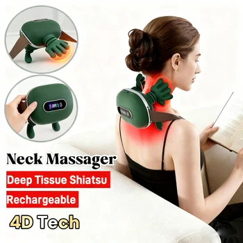 Bionic Neck and Shoulder Massager Smart Neck Massage Pillow Wireless Kneading Massage Neck Vibration Heating Relax Pain Relief ﻿