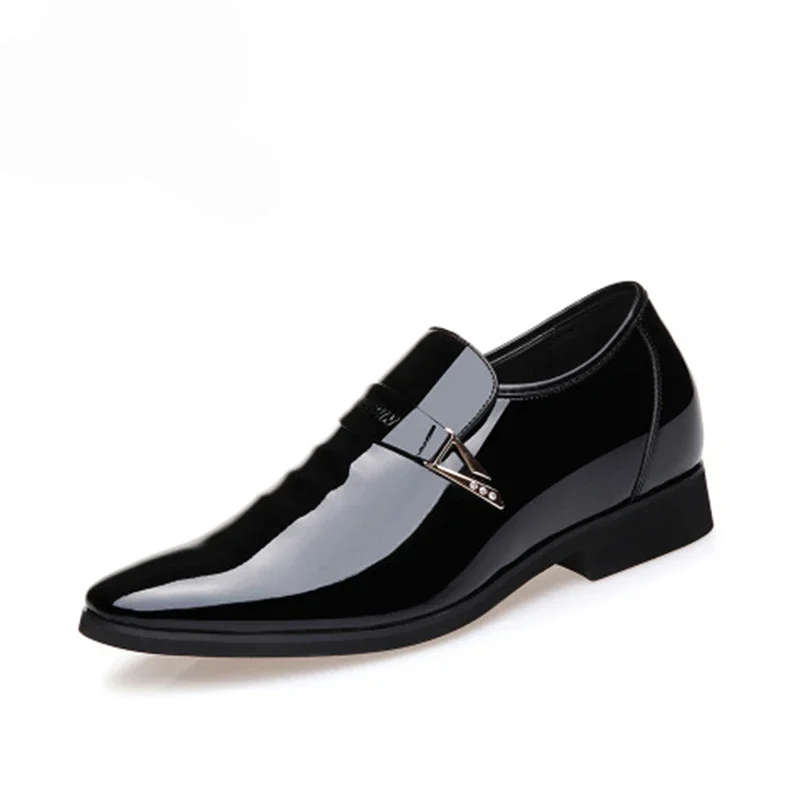 Moccasin Glitter Male Footwear Pointed Toe Shoes for Men Men Dress Leather Shoes Slip on Patent Leather Mens Casual Oxford Shoe
