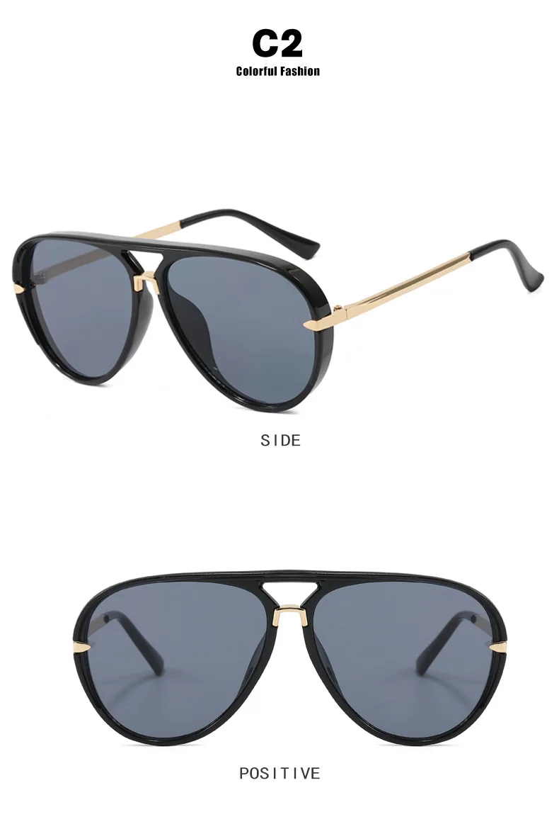 Vintage Übergroße Piloten-Metallsonnenbrille für Damen 2025 Markendesigner-Brille Modische Hochwertige Sonnenbrille UV400 Lentes De Sol – Detail 11