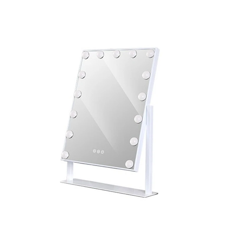 

US Plug LED Live Mirror 15 Lights Standing Folding Vanity Mirror Compact Cosmetic Mirror With Touch Dimmer Switch
