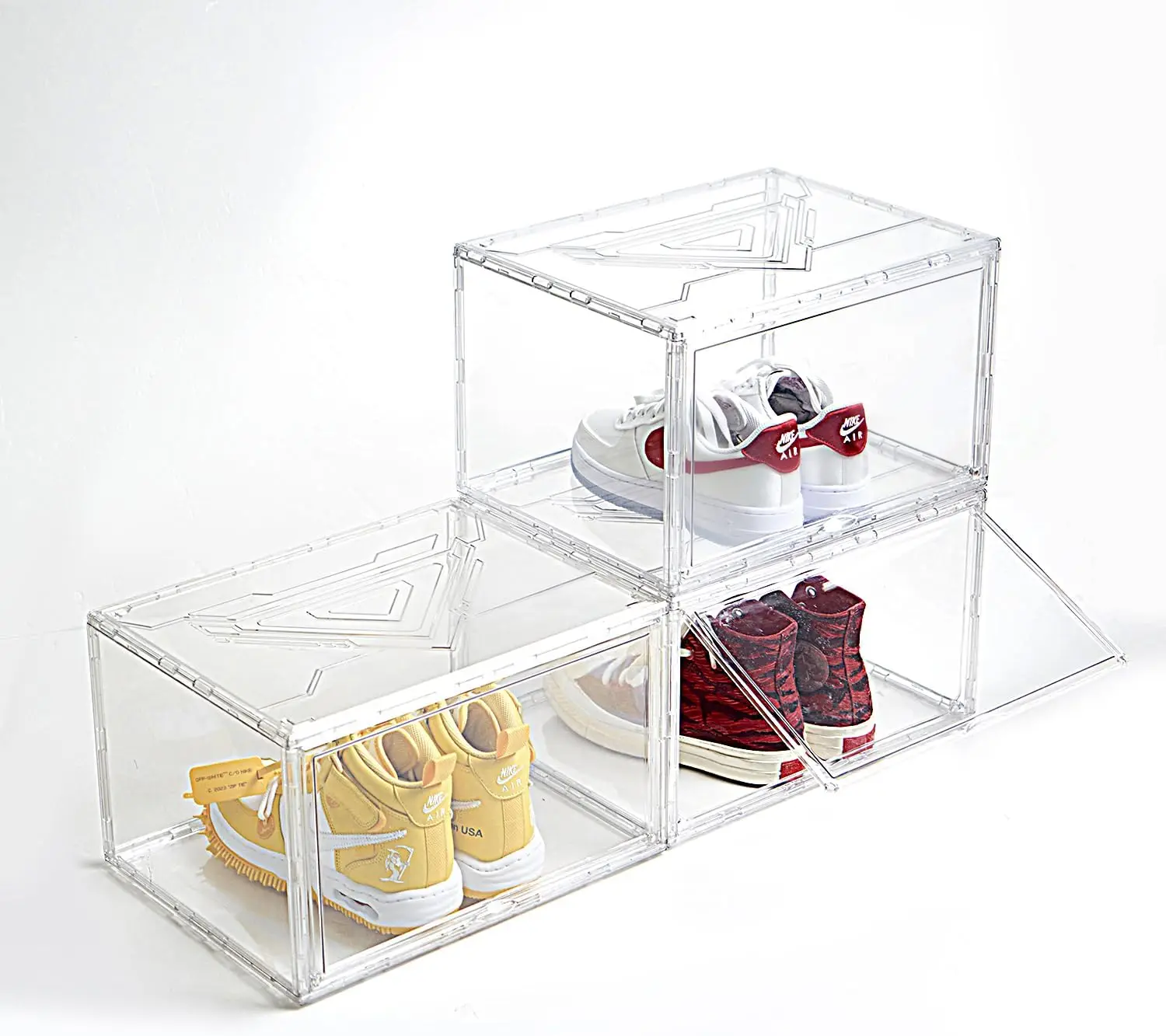 6 Packs Acrylic Clear Shoe Box, Thickened Plastic Front Shoe Storage Organizer With Magnetic Lid,Stackable Display Case Sneaker 6