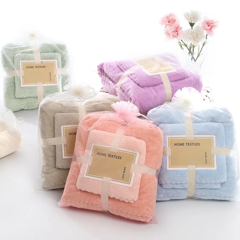 

Coral Velvet Towel Bath Towel 2 Pieces Set Soft Absorbent Children's Bath Towel Home Textiles Four Seasons Baby Bath Towels