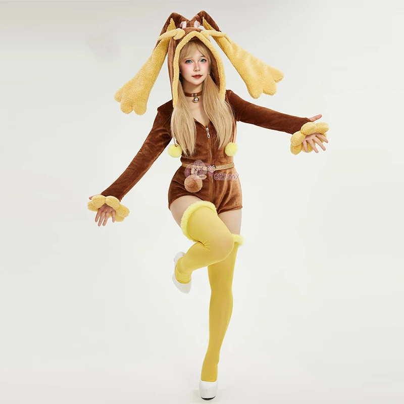 Anime Lopunny Cosplay Costumes Women Sexy Hooded Bodysuit Socks