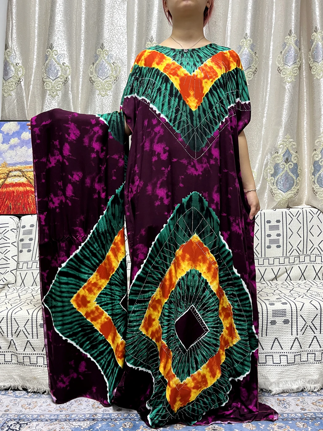Abayas For Women Turkey Islam Loose Caftan Marocaine Femme Robe African Printed Cotton Muslim Sets With Big Shawl Scarf 170X60cm