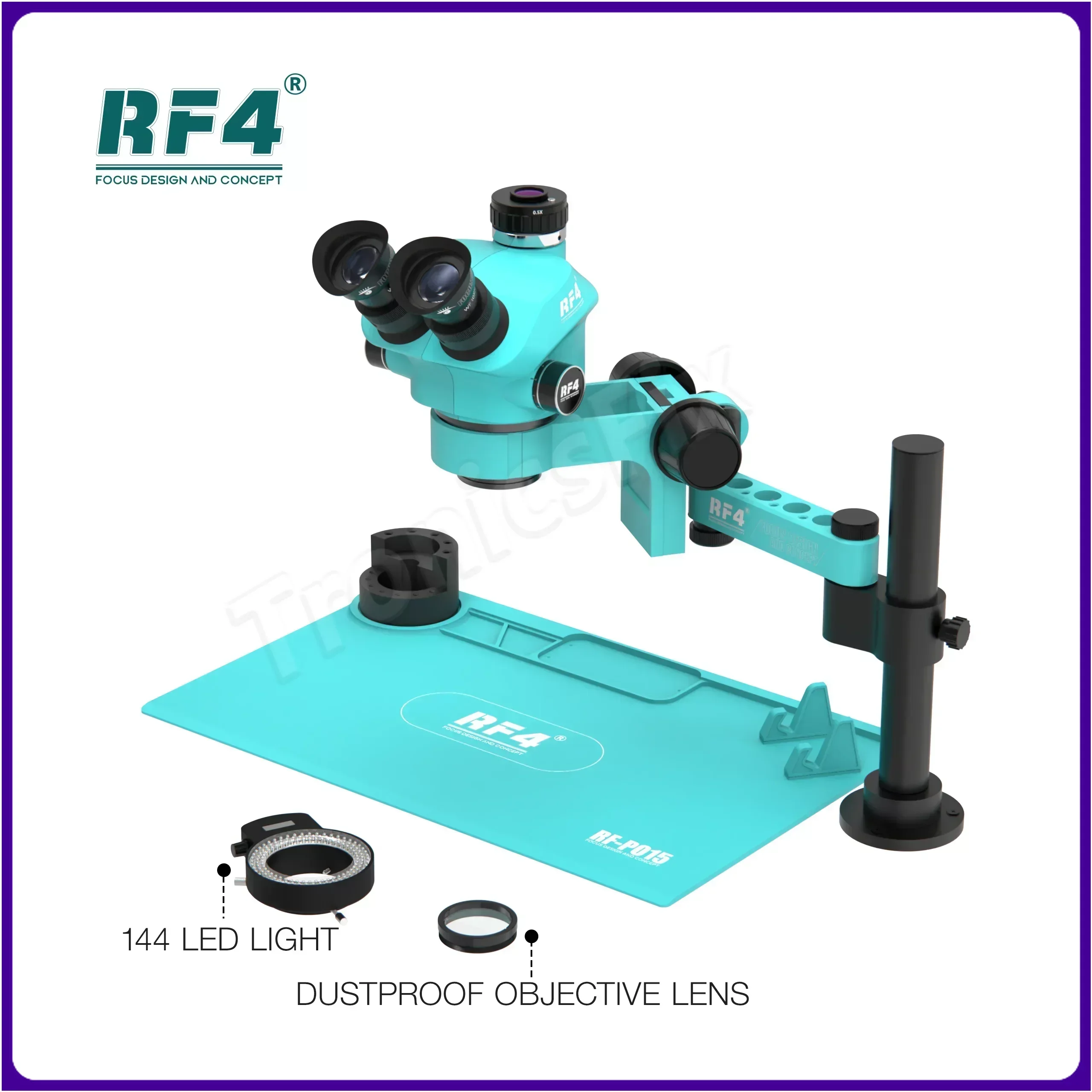 

RF4 RF-7050PRO-FO19 360 ° Регулируемый универсальный Телескопический тринокулярный микроскоп с силиконовой прокладкой для ремонта печатных плат