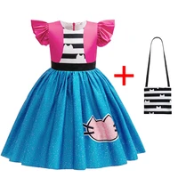 Gabby's Dollhouse Vêtements Filles Gabby Cat Robe Filles Robes décontractées mignonnes et bandeau Enfants Enfants Robe de princesse à manches volantes 3