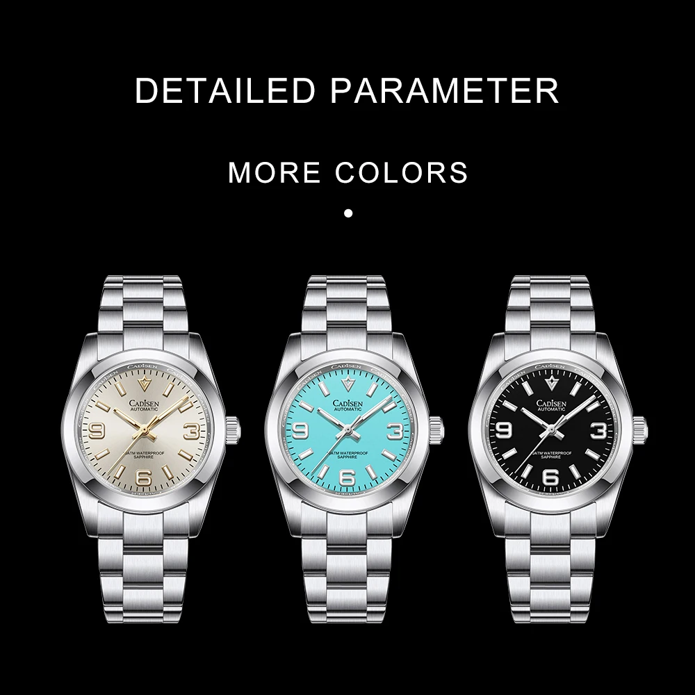 2023 New CADISEN Top Luxury Automatic Watch For Men NH35 Mechanical Wristwatch Men AR Sapphire glass 100M Waterproof Clock Man images - 6