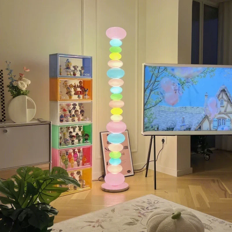 

SANDYHA Rainbow Candy Floor Lamps String Standing Table Light Creative Children's Room Led Living Dining Bedroom Home Decor