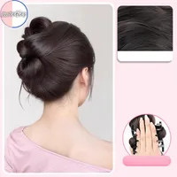 Sweet Bow Bun Head Synthetic Wig Elegant Natural Flower Bud Head Ladies Wig Fashionable Hair Accessories 5