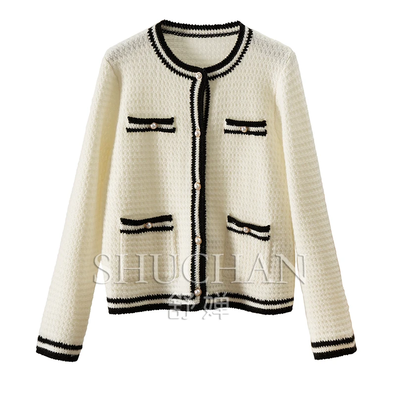 

SHUCHAN Cardigan Mujer Cashmere Office Lady Cardigan Feminino Autumn/Winter O-Neck Casaco Feminino Sweater Women