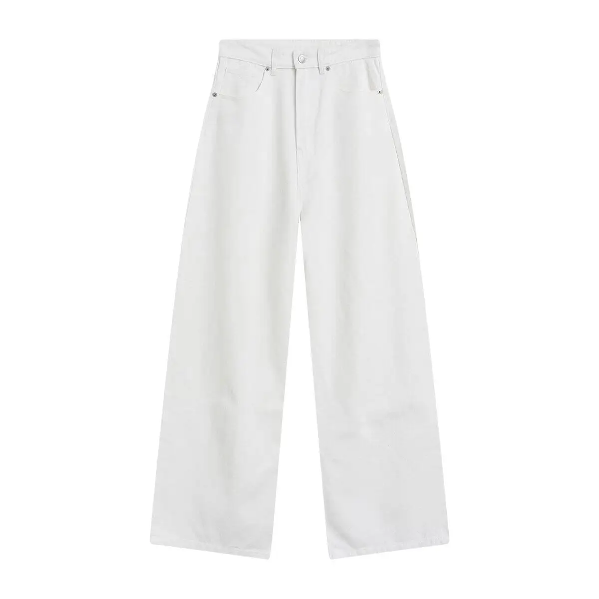 High Waist Wide Leg Jeans Women's Fashion Versatile Design Spring New Style Casual Pants Polyester Fabric Teen Girls - 2