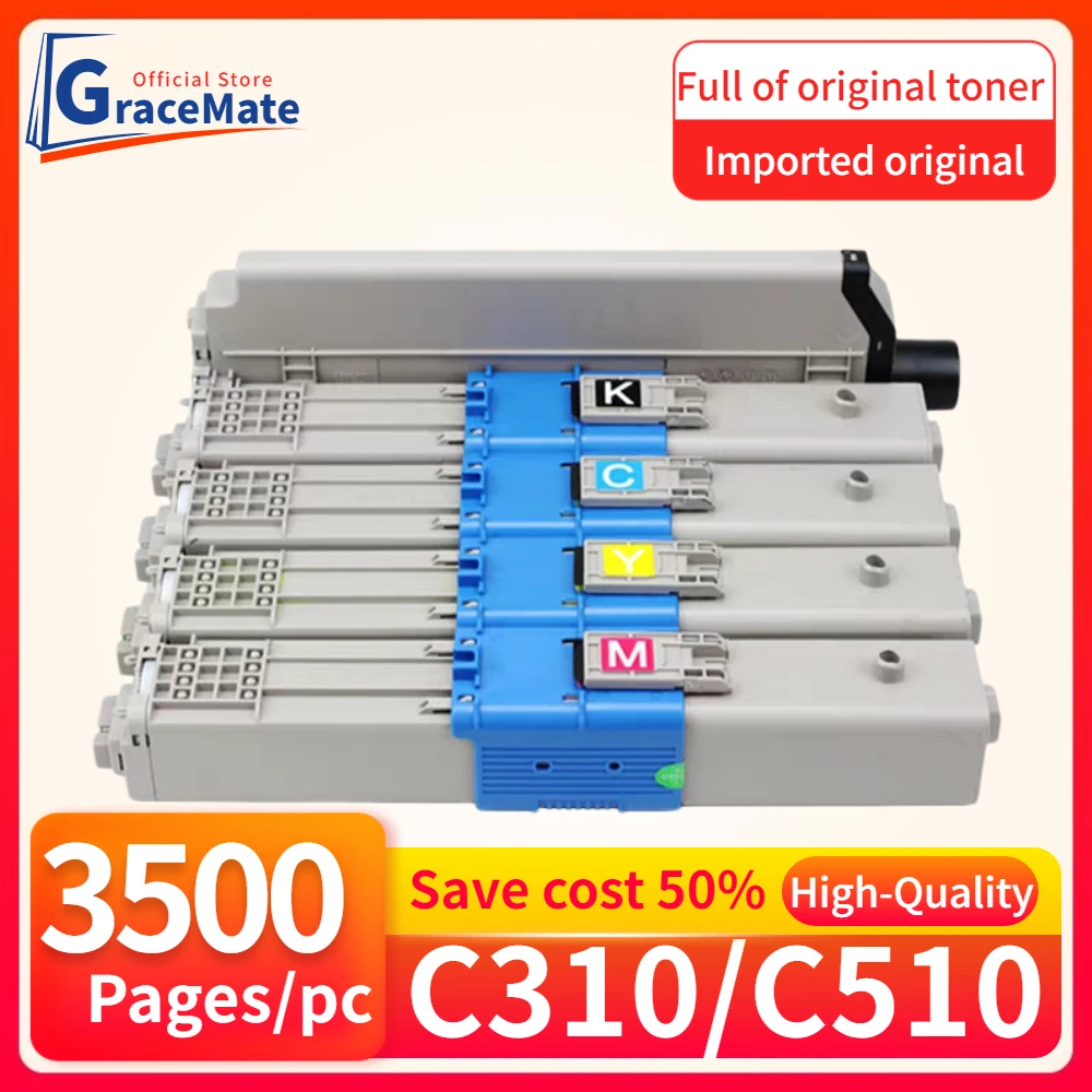 Kit de Toner para Impressora Gracemate Cartucho de Toner Compatível para Oki C310 C330 C331 C510 C530 Mc351 C352 Mc361 Mc561 Mc562