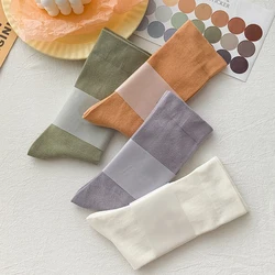 Women Socks New Fashion Candy Color Soft Long Socks Girls Cute Korea Style Breathable Casual Cotton Socks Female Plain Comfort