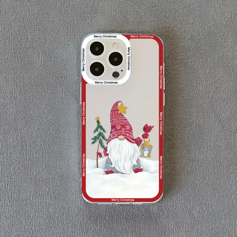 Festive Santa Claus Clear Phone Case - Cute Holiday Design, Durable Transparent Back Cover